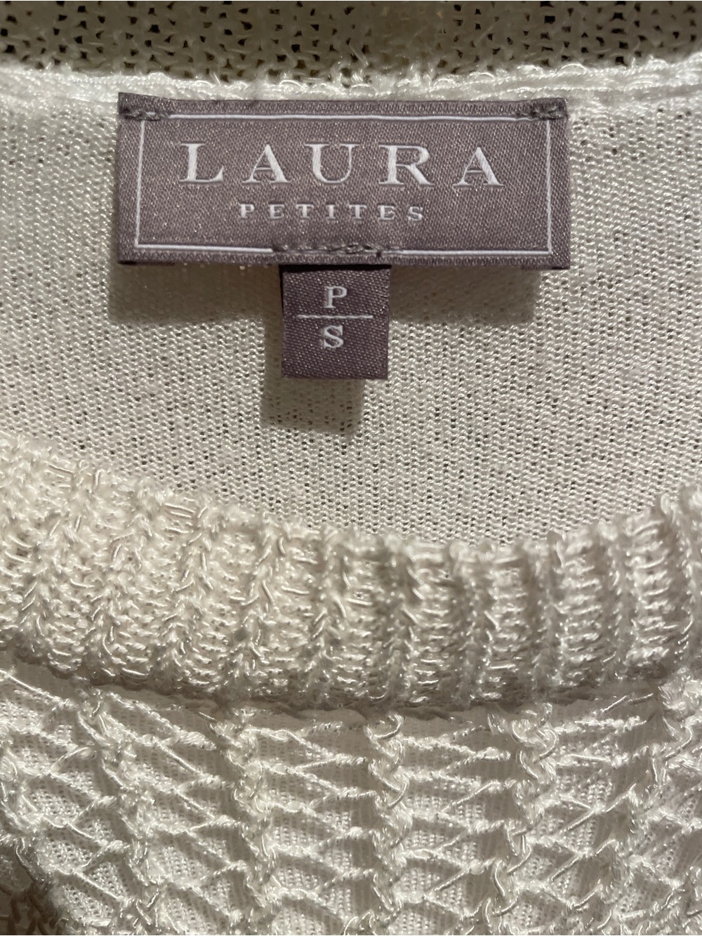 Laura -Lightweight Cream Open-Knit Lined Scoop Neck Sweater - SzS - Picture 10 of 13